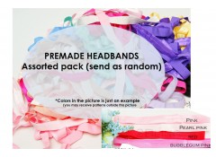 Premade Headband SOLID color, Mix assorted, NB/Toddler, Pack of 10